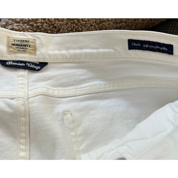 Citizens of Humanity Olivia High Rise White Ankle Jeans Button Fly Slim Fit 32 - Picture 8 of 11